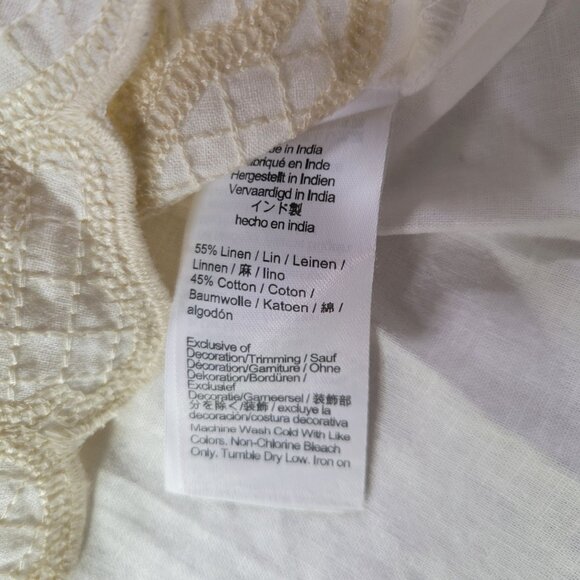 J. Crew Women White Linen Blend Sleeveless Top With Floral Lace Hem Size XS - Picture 4 of 7